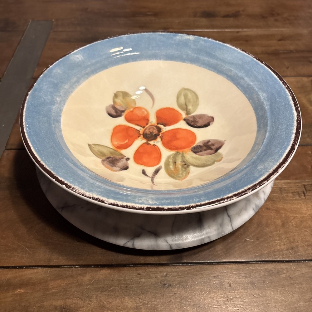 VTG Y2K Pier 1 Sophie Earthenware 11.5" Serving Bowl Hand-Painted Floral Design